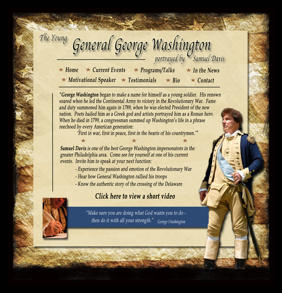 Sam Davis as General George Washington